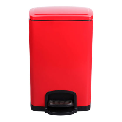 McKesson Trash Can with Plastic Liner, Square, Steel, Red