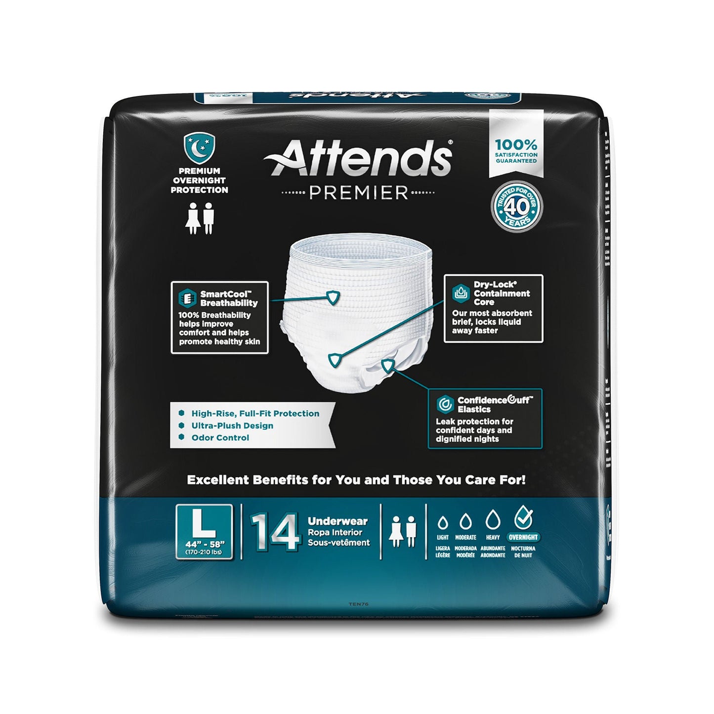 Attends® Premier Underwear, Heavy Absorbency, 44 to 58 Inch Waist/Hip