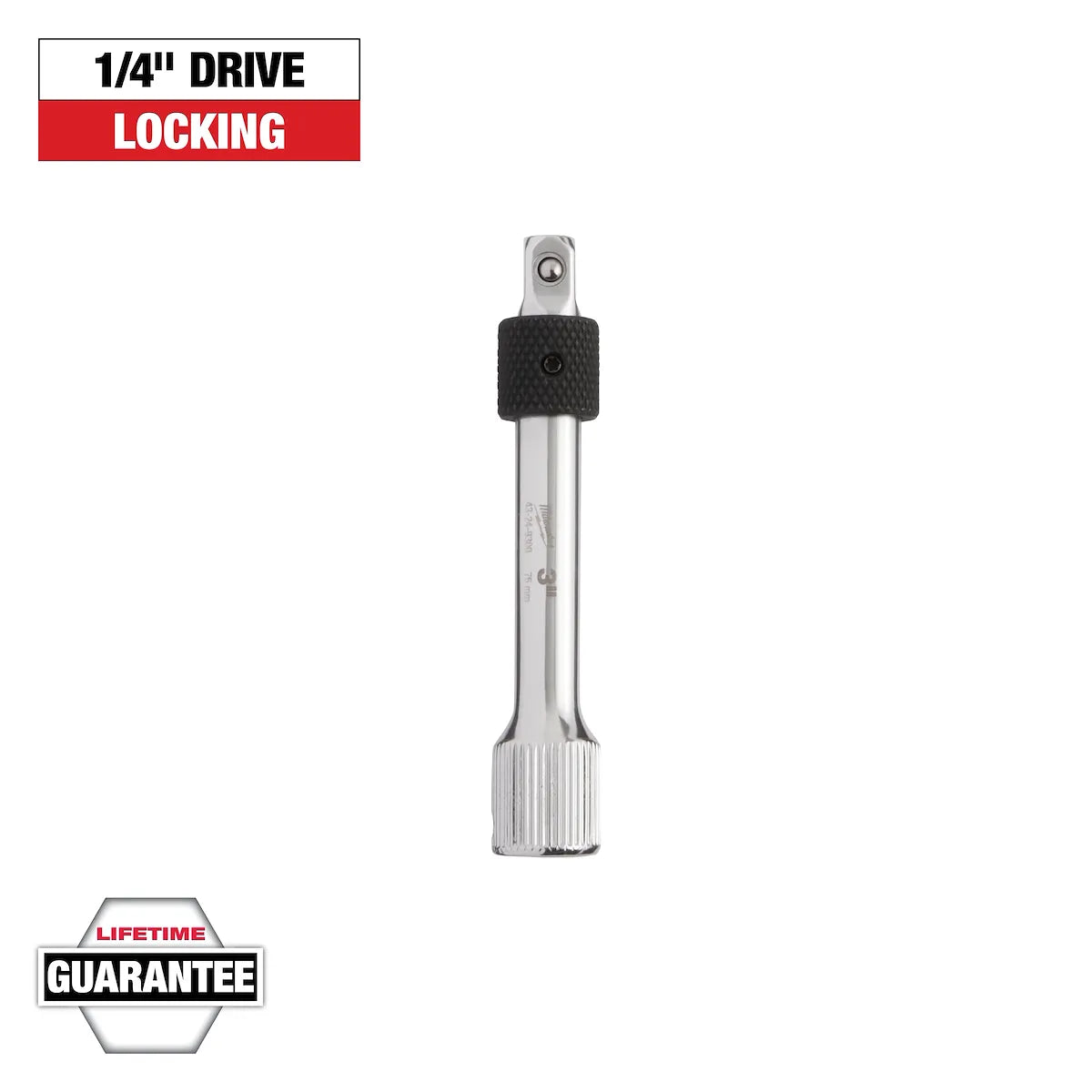 Milwaukee 1/4" Drive 3" Locking Extension 43-24-9300 | 1/4 in Drive, Chrome Vanadium Steel
