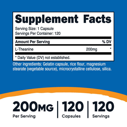 nutricost® L-Theanine 200mg, 120 Capsules, nonGMO, Gluten Free