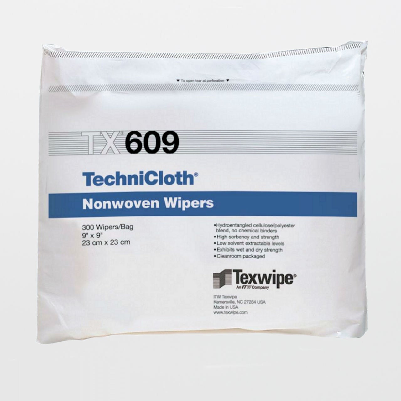 TechniCloth Cleanroom Wipe 300 Count Bag NonSterile Disposable