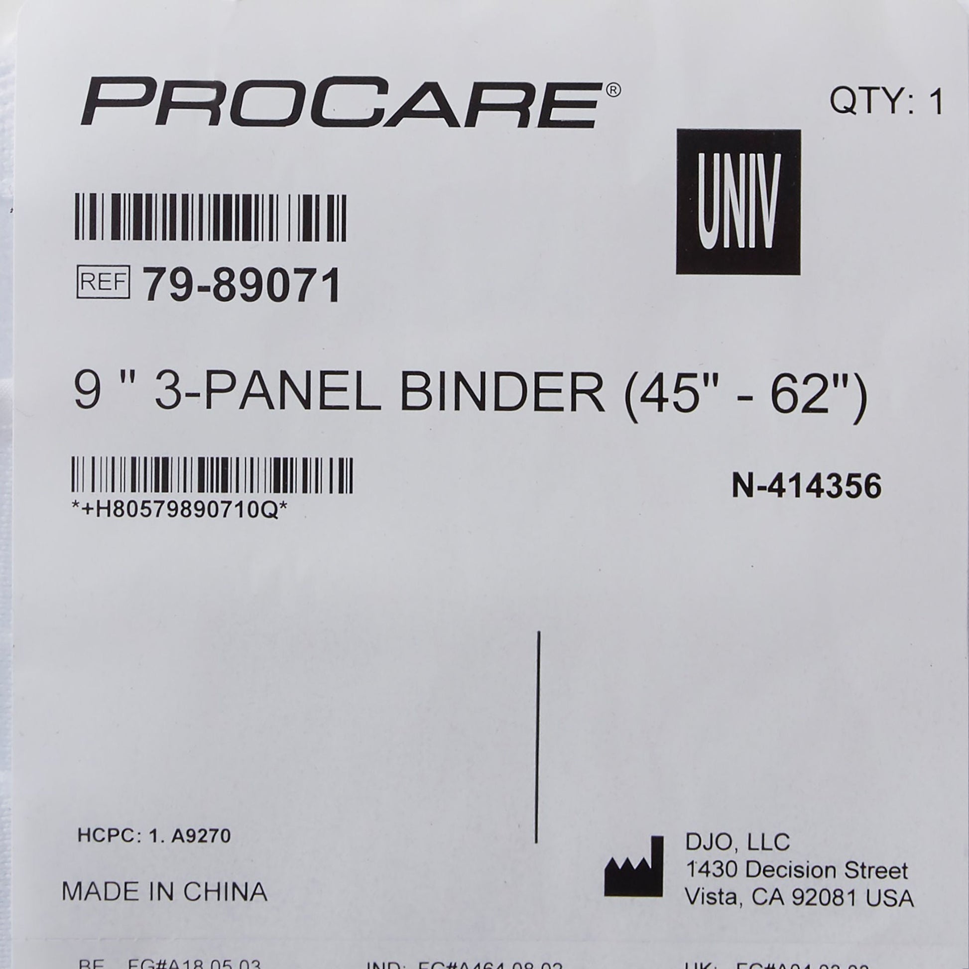 ProCare® 3-Panel Abdominal Support, One Size Fits 45 – 62 Inch Waists