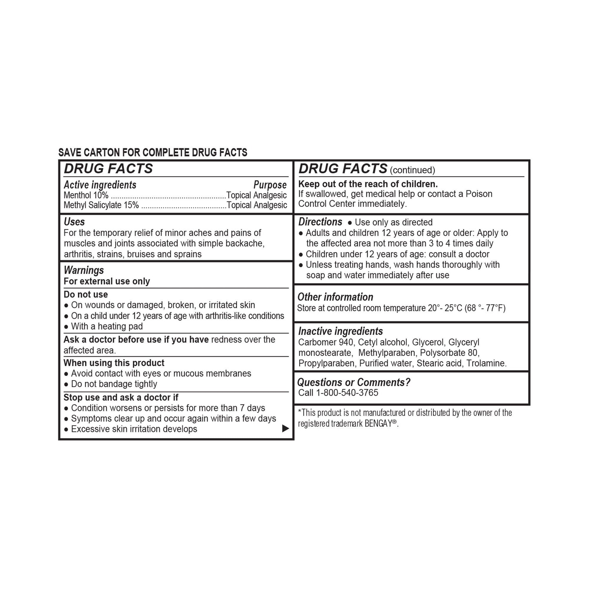 Geri-Care® Menthol / Methyl Salicylate Topical Pain Relief, tube