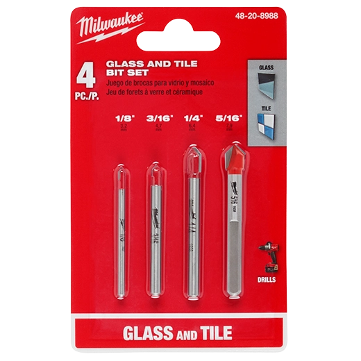 Milwaukee 4PC Ceramic Tile and Glass Bit Set 48-20-8988 | 4-Piece