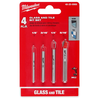 Milwaukee 4PC Ceramic Tile and Glass Bit Set 48-20-8988 | 4-Piece