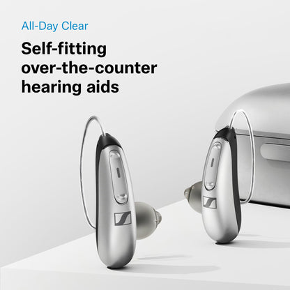 Sennheiser All-Day Clear OTC Hearing Aid, Silver/Black
