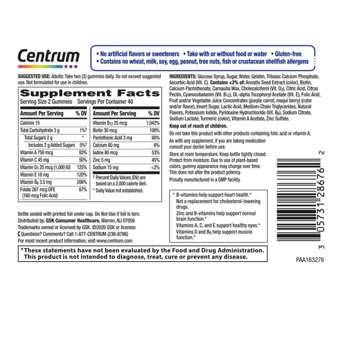 Centrum Men 50+ MultiGummies Assorted Natural Fruit Flavors