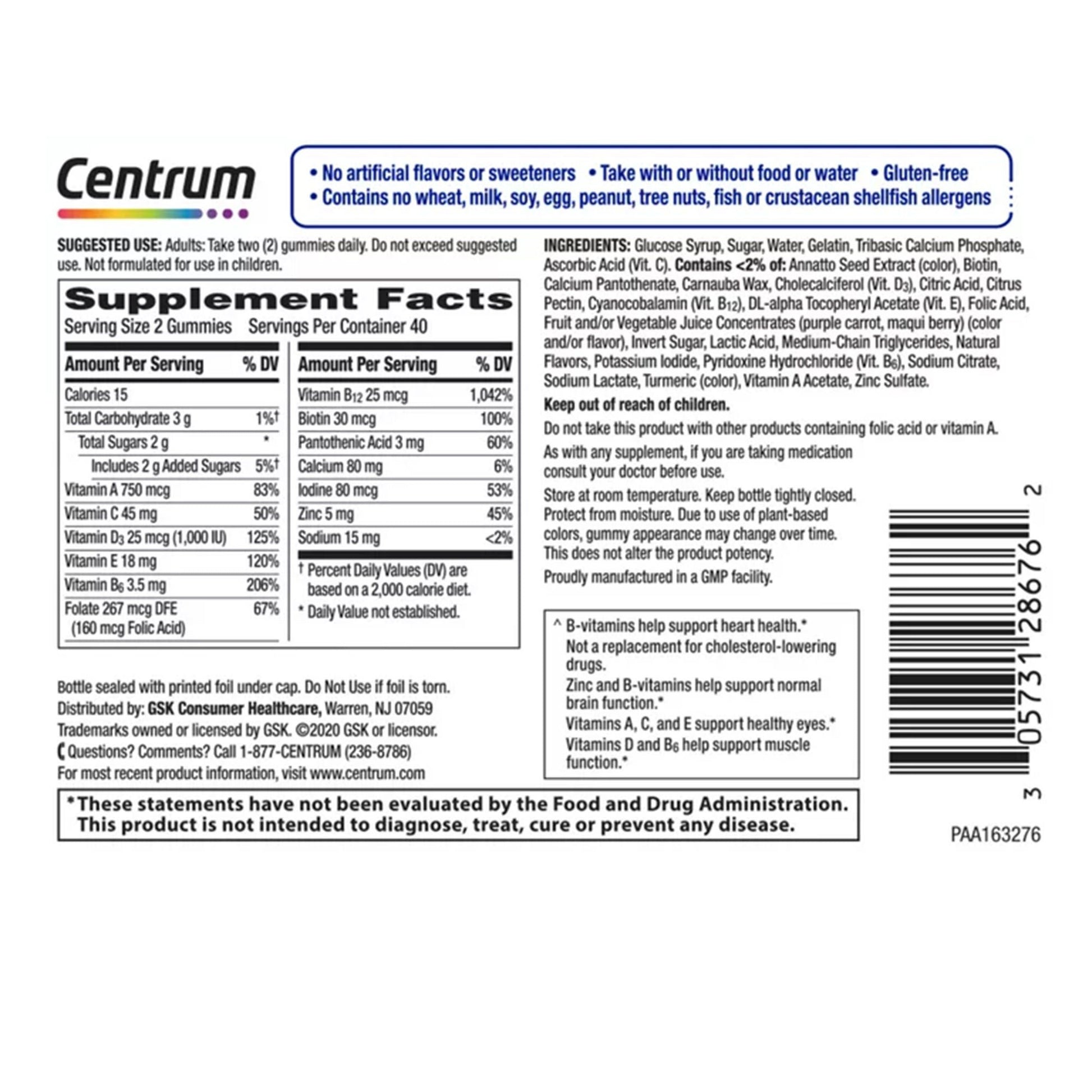 Centrum Men 50+ MultiGummies Assorted Natural Fruit Flavors