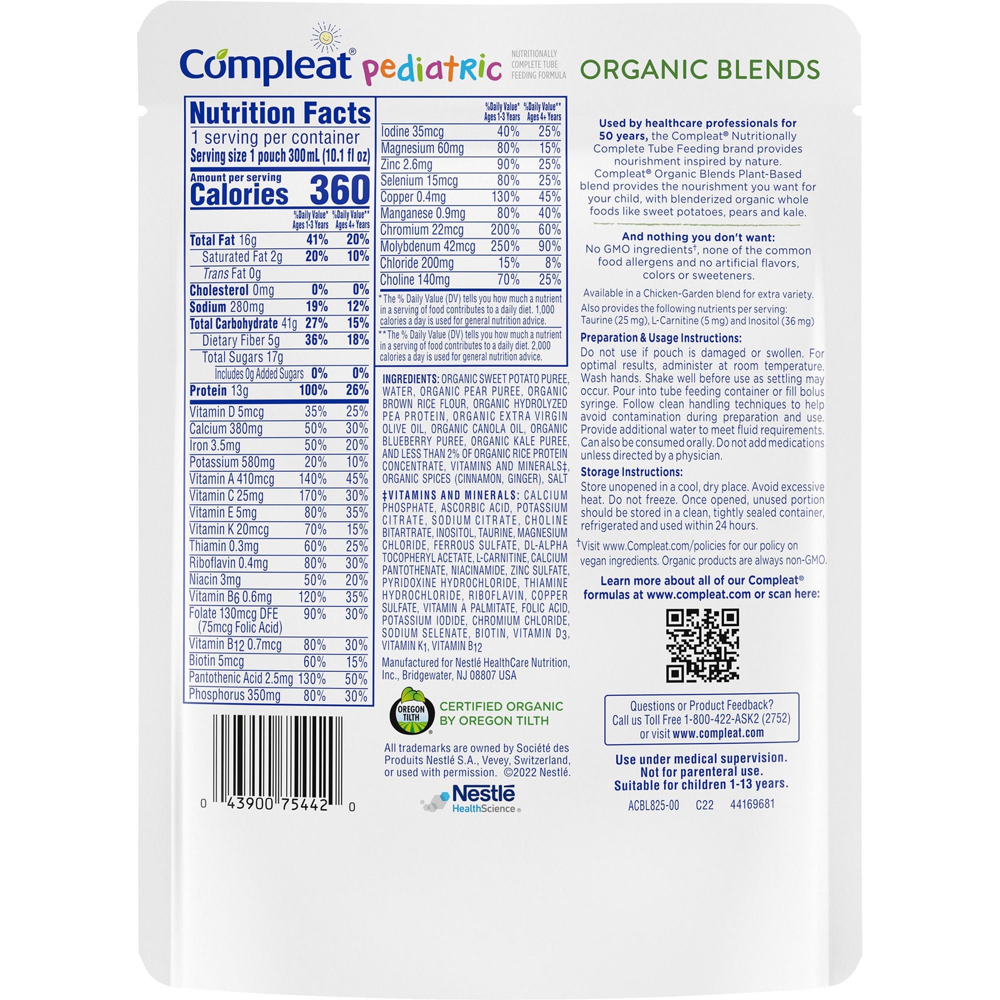 Compleat Pediatric Organic Blends Pediatric Oral Supplement Plant Blend Flavor Pouch Liquid Organic