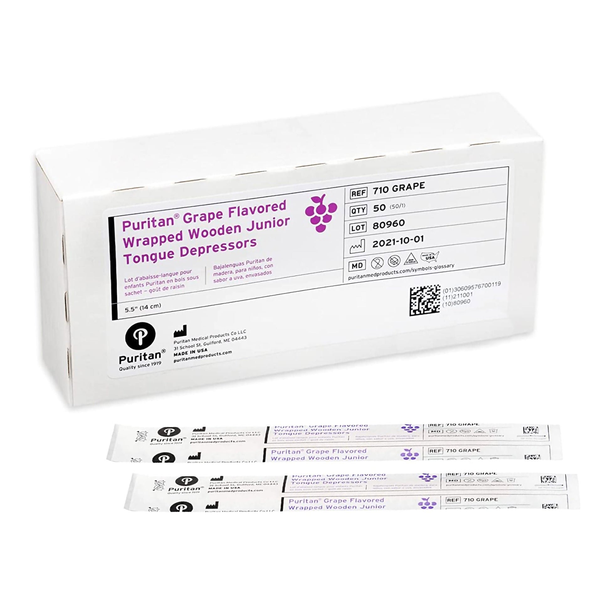 Puritan® Grape Flavor Tongue Depressor – Box of 50