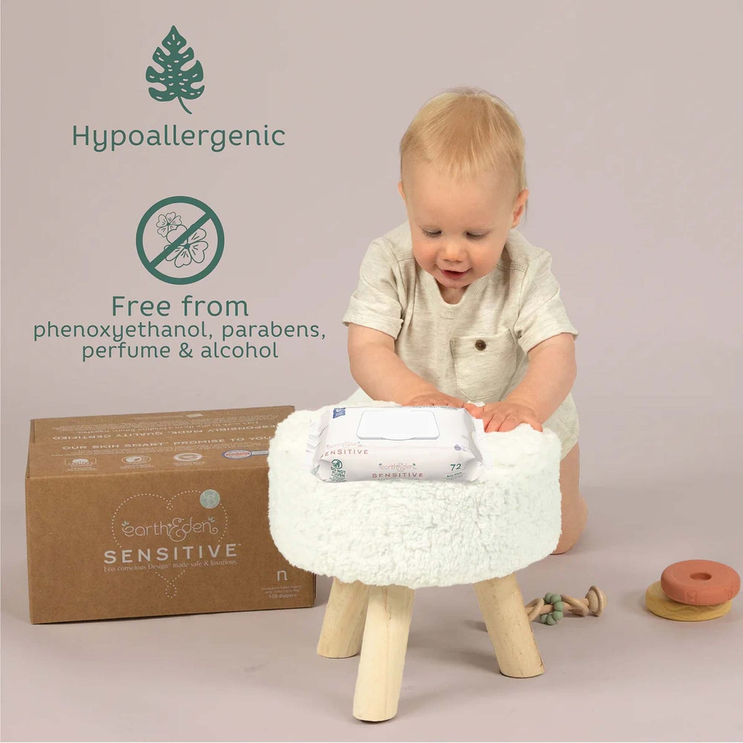 Earth & Eden Sensitive™ Baby Wipes, 72 per Pack