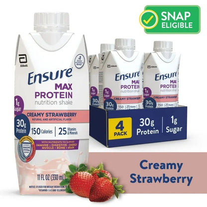 Ensure® Max Protein Nutrition Shake, Strawberry, carton