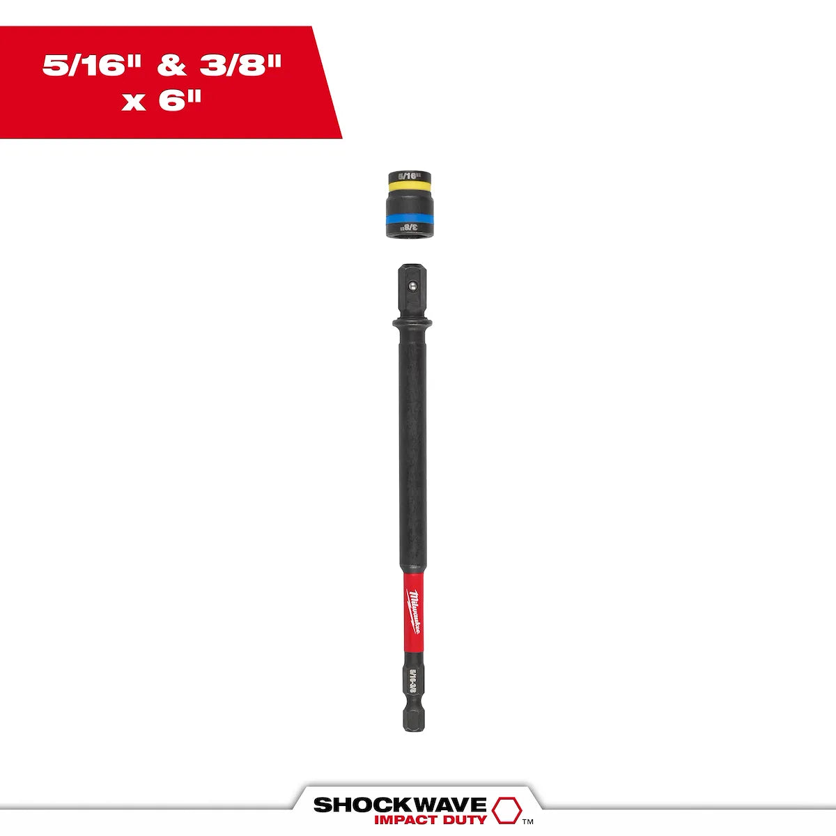 Milwaukee SHOCKWAVE Impact Duty 5/16” and 3/8” x 6” QUIK-CLEAR 2-in-1 Magnetic Nut Driver 49-66-4746 | 1/4" Drive