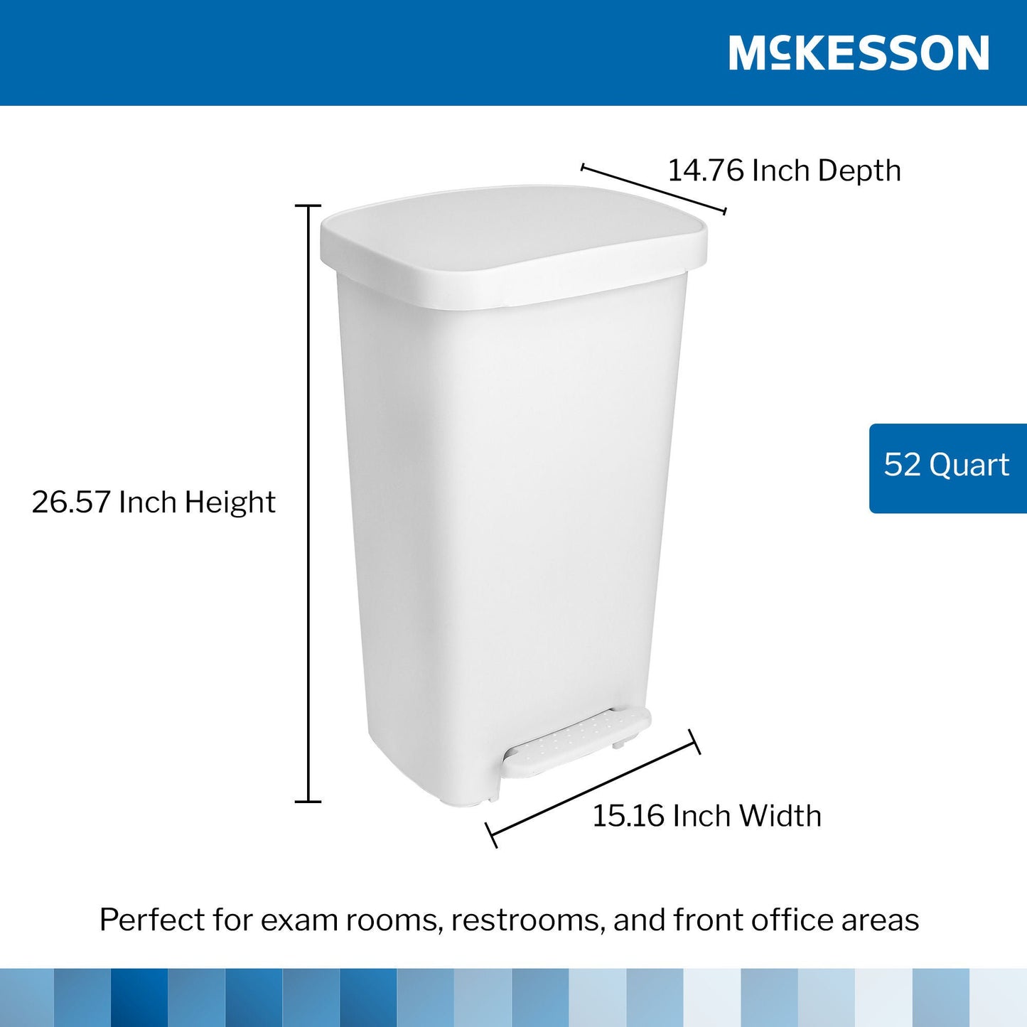 McKesson Waste Can with Step-On Pedal, White, x 26.57 Inch