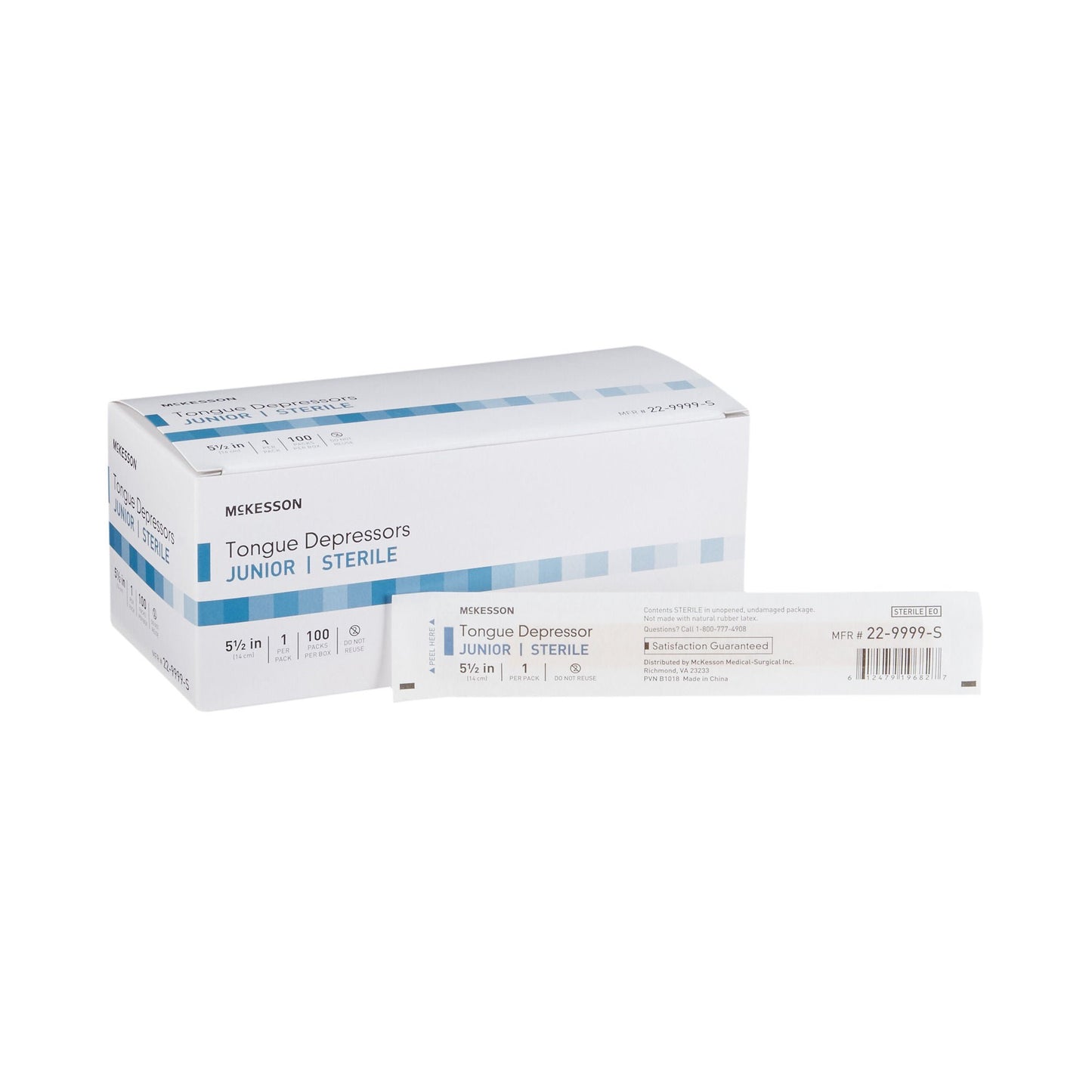 McKesson Tongue Depressor for Pediatric Use, Sterile – Box of 100