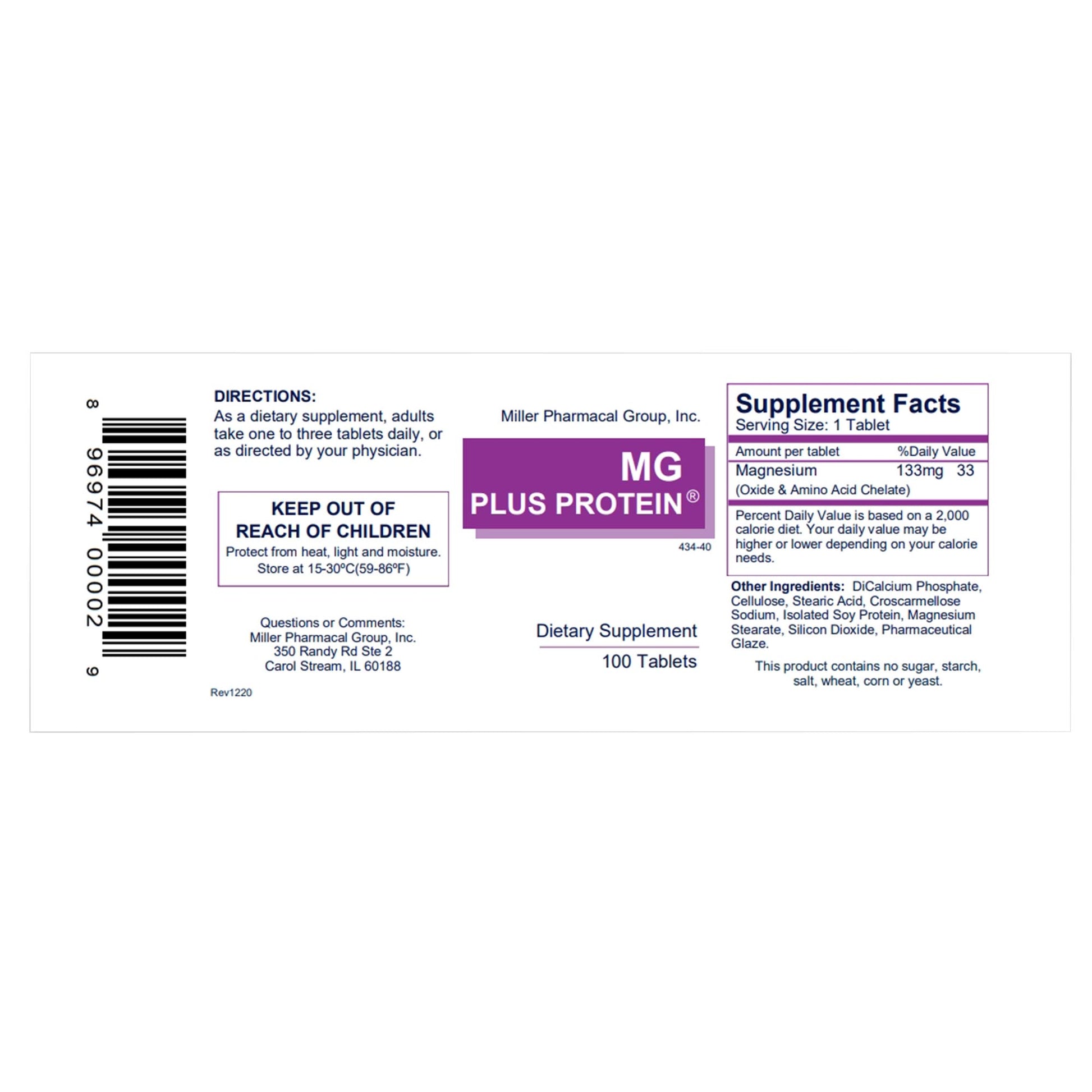 Mag Plus Protein Mineral Supplement Magnesium 133 mg Strength Tablet