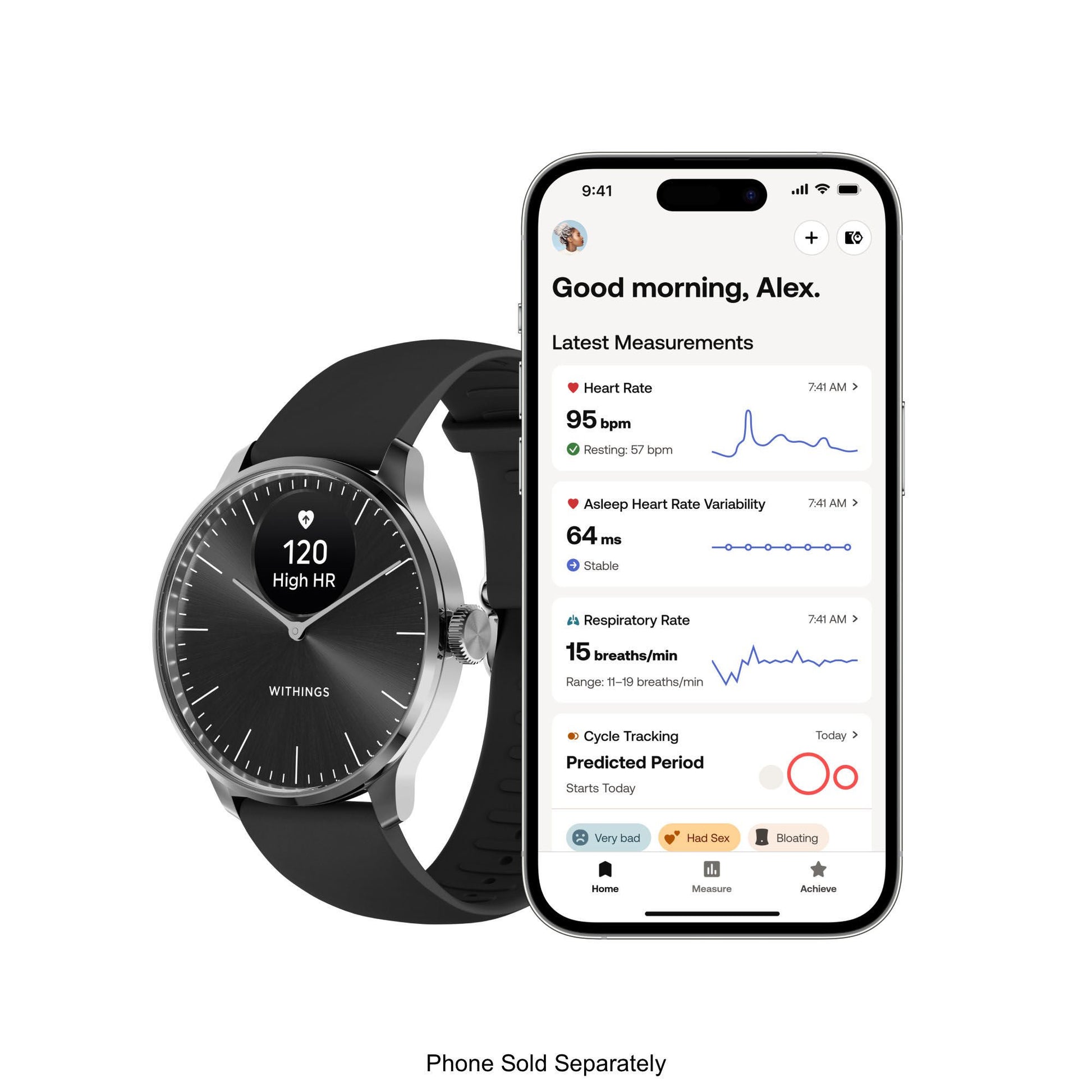 Withings ScanWatch Light Smart Watch, 37mm, Black