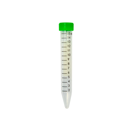 Caplugs® Evergreen 240-2469-G8PR2 — 15 mL Conical Centrifuge Tubes with Green Caps, Printed Black Graduations with W