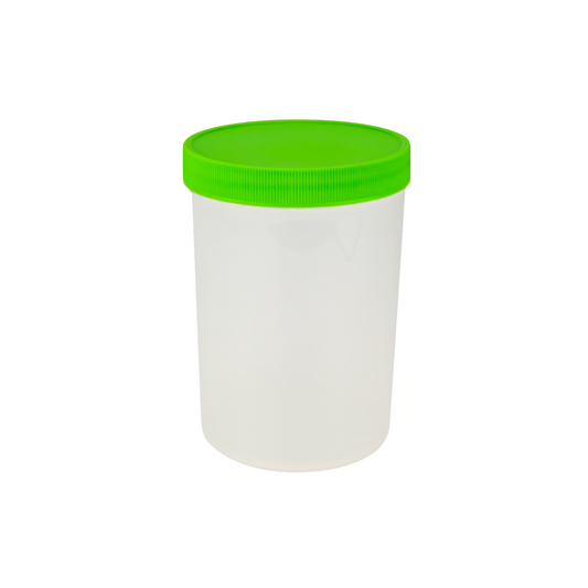 Caplugs® Evergreen 240-9500-G3L — 500 mL Wide-Mouth Specimen Containers with Green Screw Caps, 90 x 125 mm, Non-St