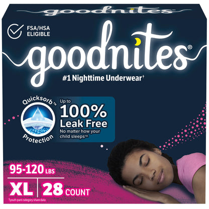 GoodNites® Bedwetting Underwear, Extra Large for Girls weighing 95 – 140 lbs.
