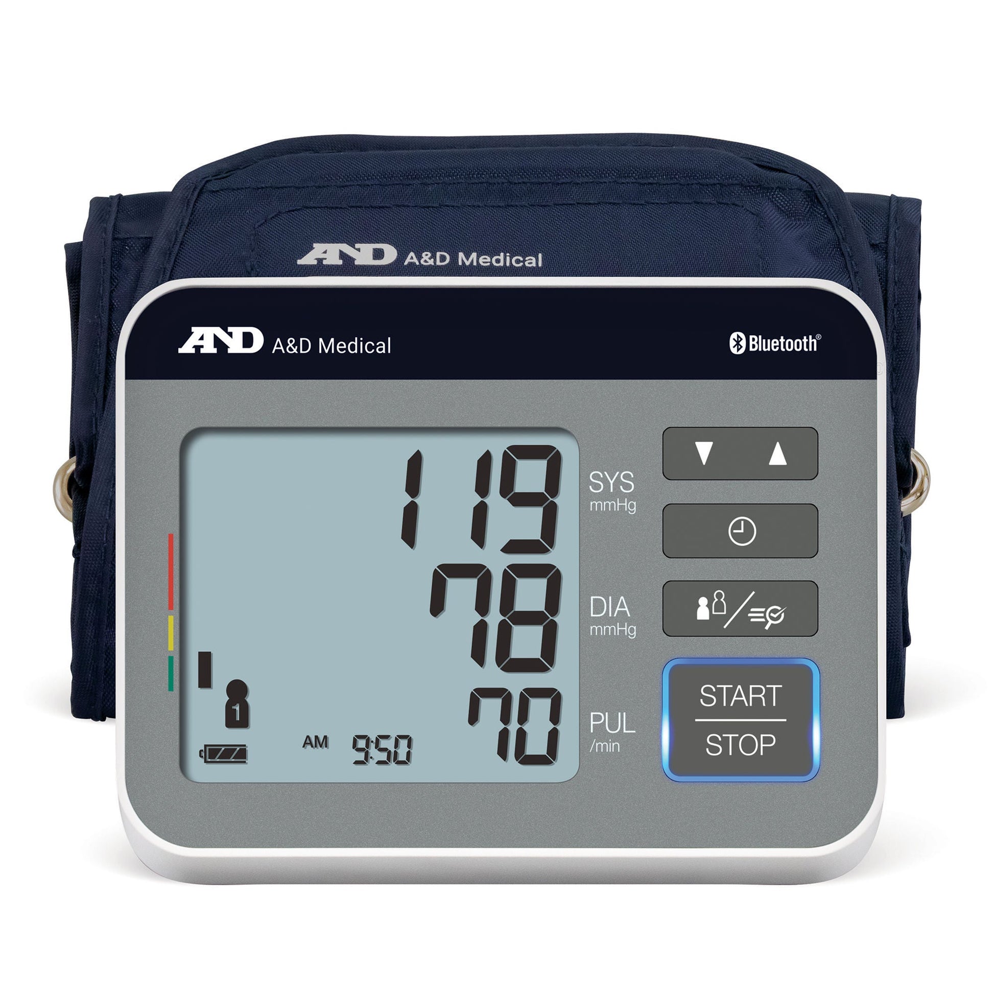 AND Home Automatic Digital Blood Pressure Monitor Arm Nylon Cuff 22 to 42 cm Desk Model