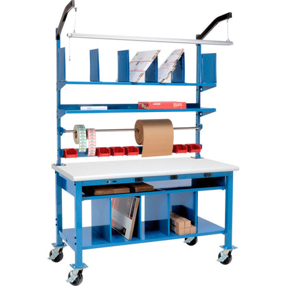 Global Industrial Complete Mobile Packing Workbench W/Power, Laminate Safety Edge, 60"W x 30"D