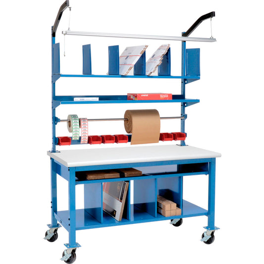 Global Industrial Complete Mobile Packing Workbench, ESD Safety Edge, 60"W x 30"D