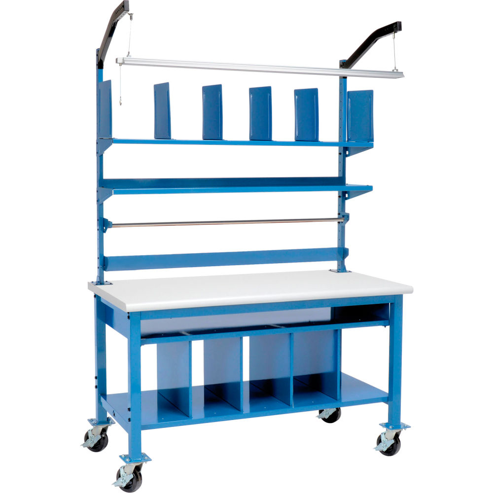 Global Industrial Complete Mobile Packing Workbench, ESD Safety Edge, 60"W x 30"D