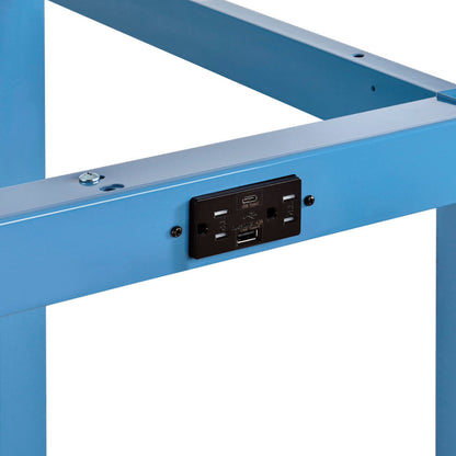 Global Industrial Mobile Packing Workbench W/Riser & Power, Laminate Safety Edge, 60"W x 30"D