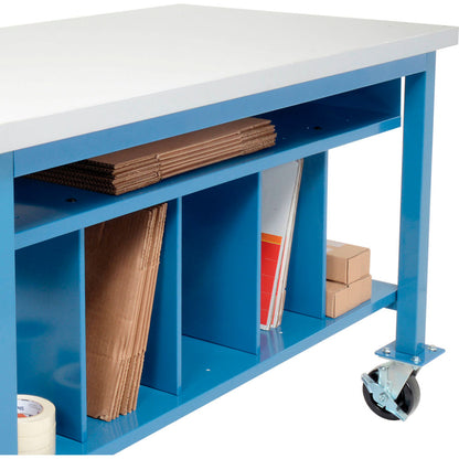 Global Industrial Mobile Packing Workbench W/Lower Shelf Kit, Laminate Square Edge, 60"Wx30"D