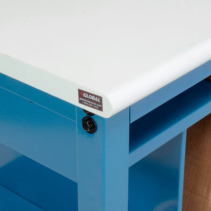 Packing workbench with lower shelf kit, detail view