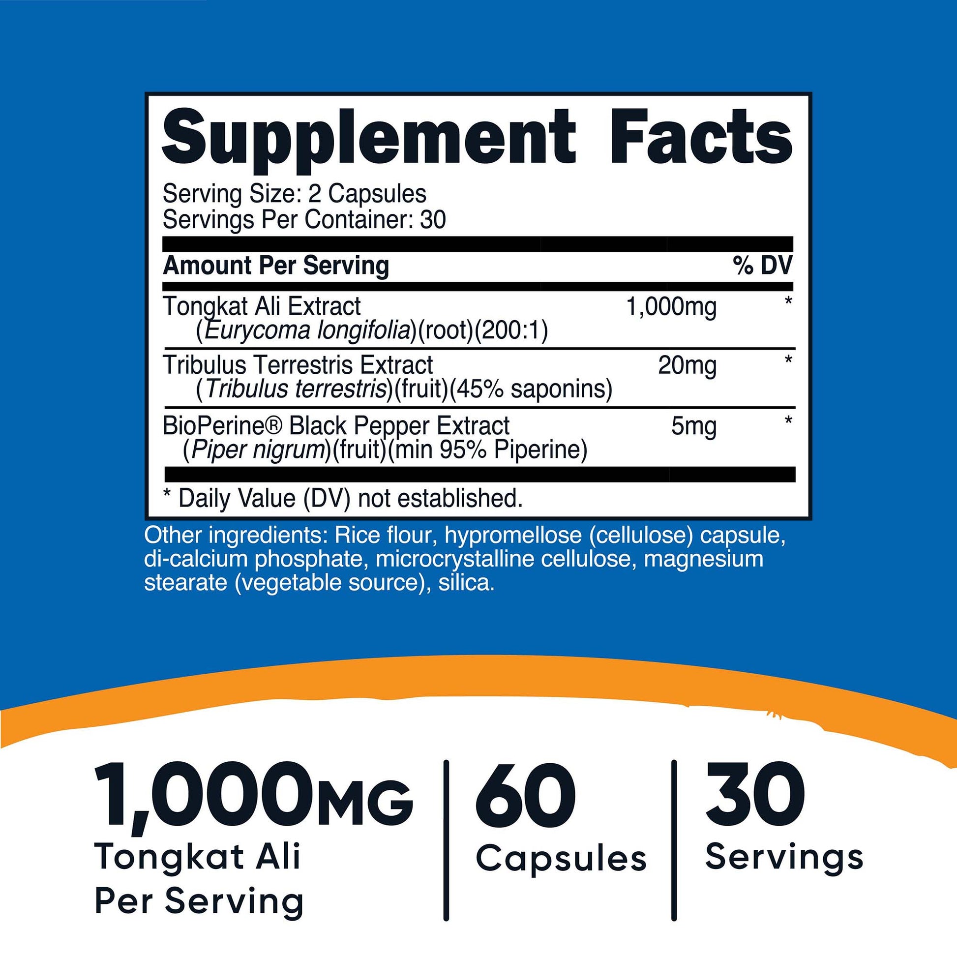 nutricost Dietary Supplement Tongkat 1,000 mg Strength Capsule