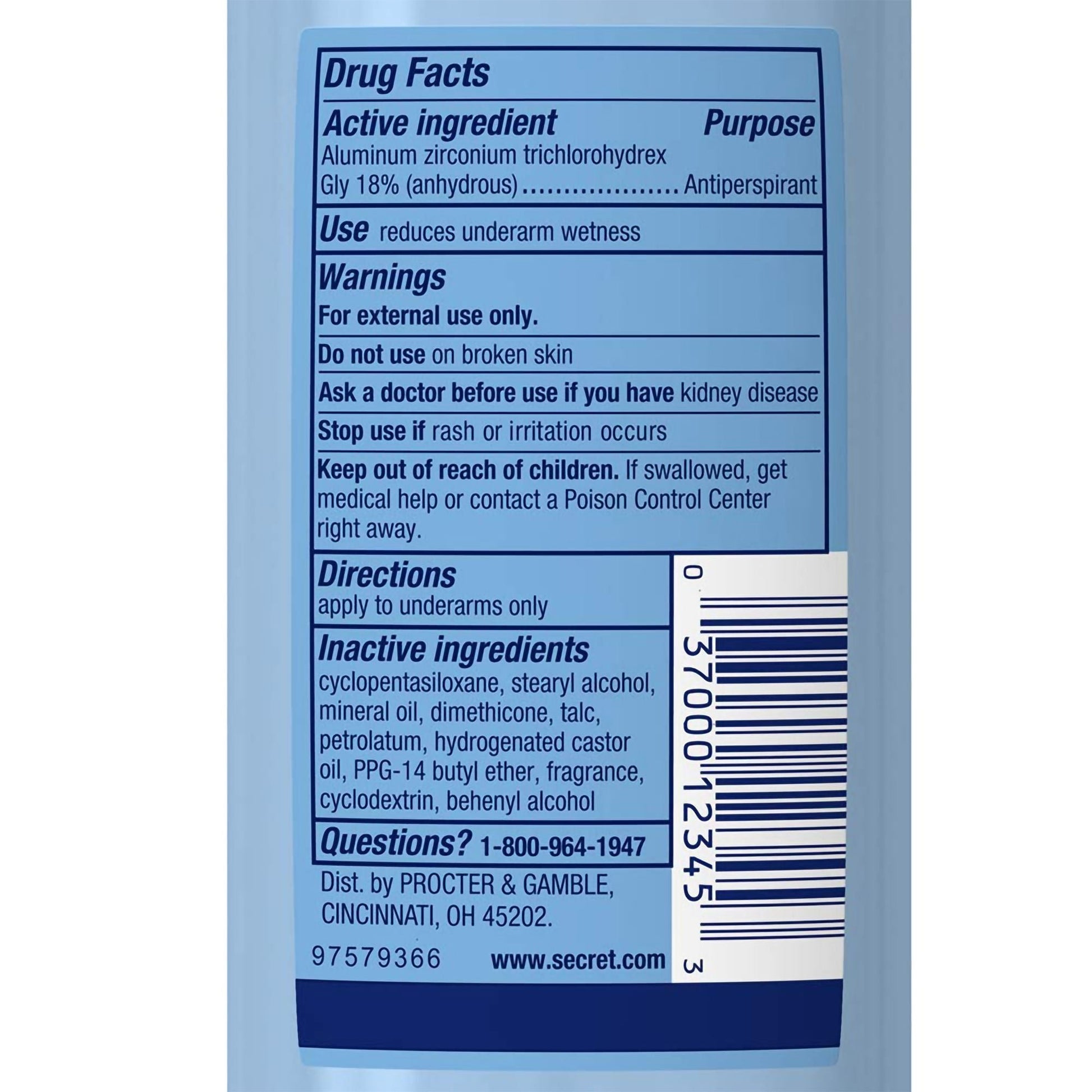 Secret Antiperspirant / Deodorant Solid Unscented