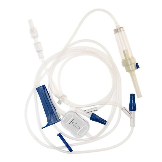 McKesson IV Pump Set Pump 2 Ports 10 Drops / mL Drip Rate 0.2 Micron Filter 105 Inch Tubing Solution Without Flow Regulator