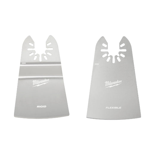 Milwaukee 2 PC 2" Rigid and Flexible Scraper Universal Fit Oscillating Multi-Tool Blade Set 49-25-2202 | 2-Piece, Stainless Steel