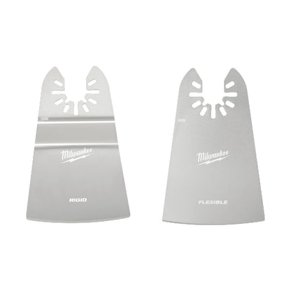 Milwaukee 2 PC 2" Rigid and Flexible Scraper Universal Fit Oscillating Multi-Tool Blade Set 49-25-2202 | 2-Piece, Stainless Steel