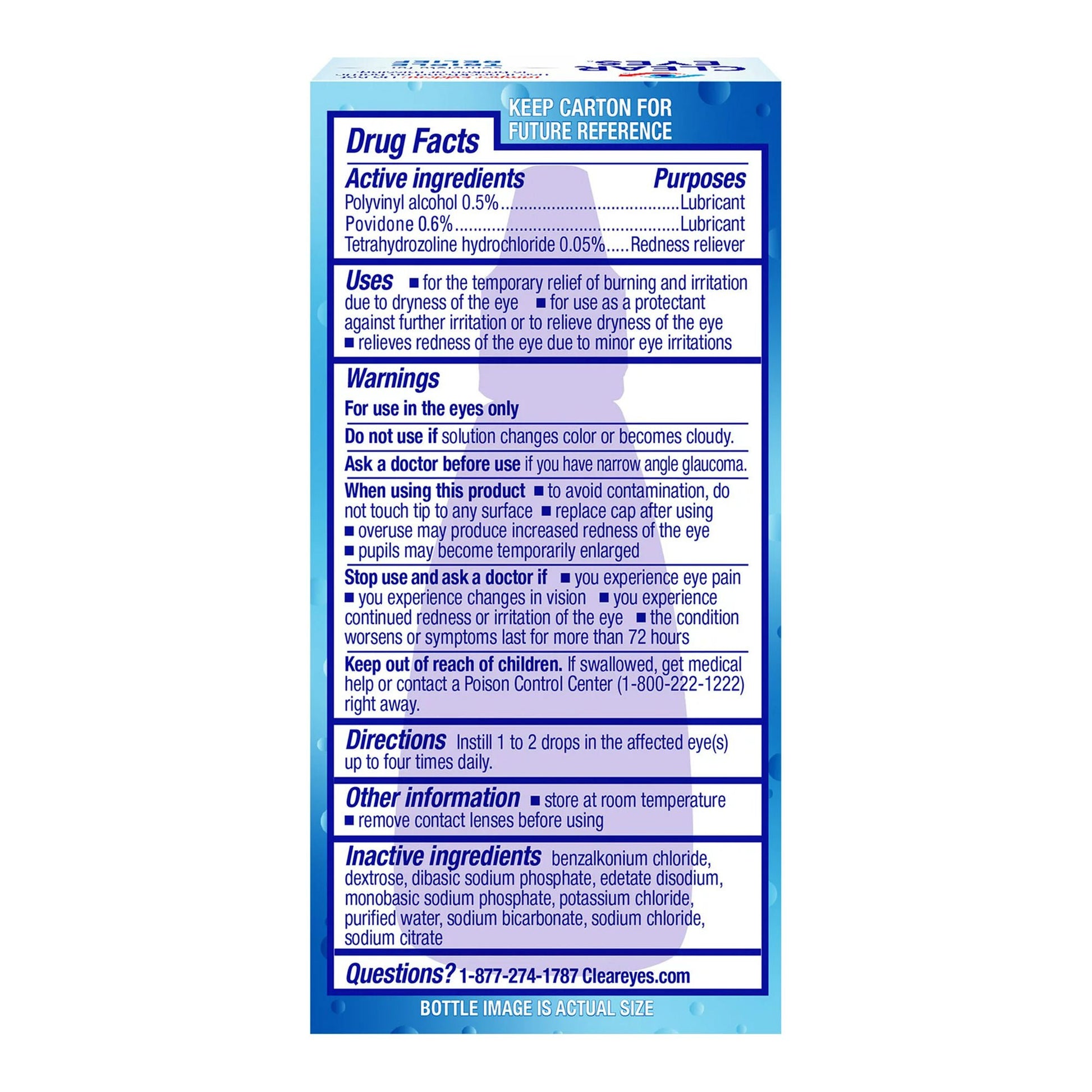 Clear Eyes® Triple Action Lubricant Redness Reliever Eye Drops