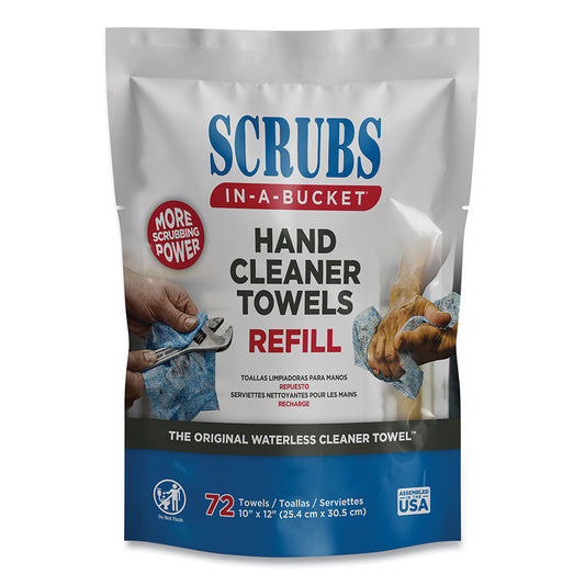 Scrubs-In-A-Bucket® Hand Cleaning Towel Refill, Blue/White, 10.5 in W, 12 in L, 72 Wipes (42270)
