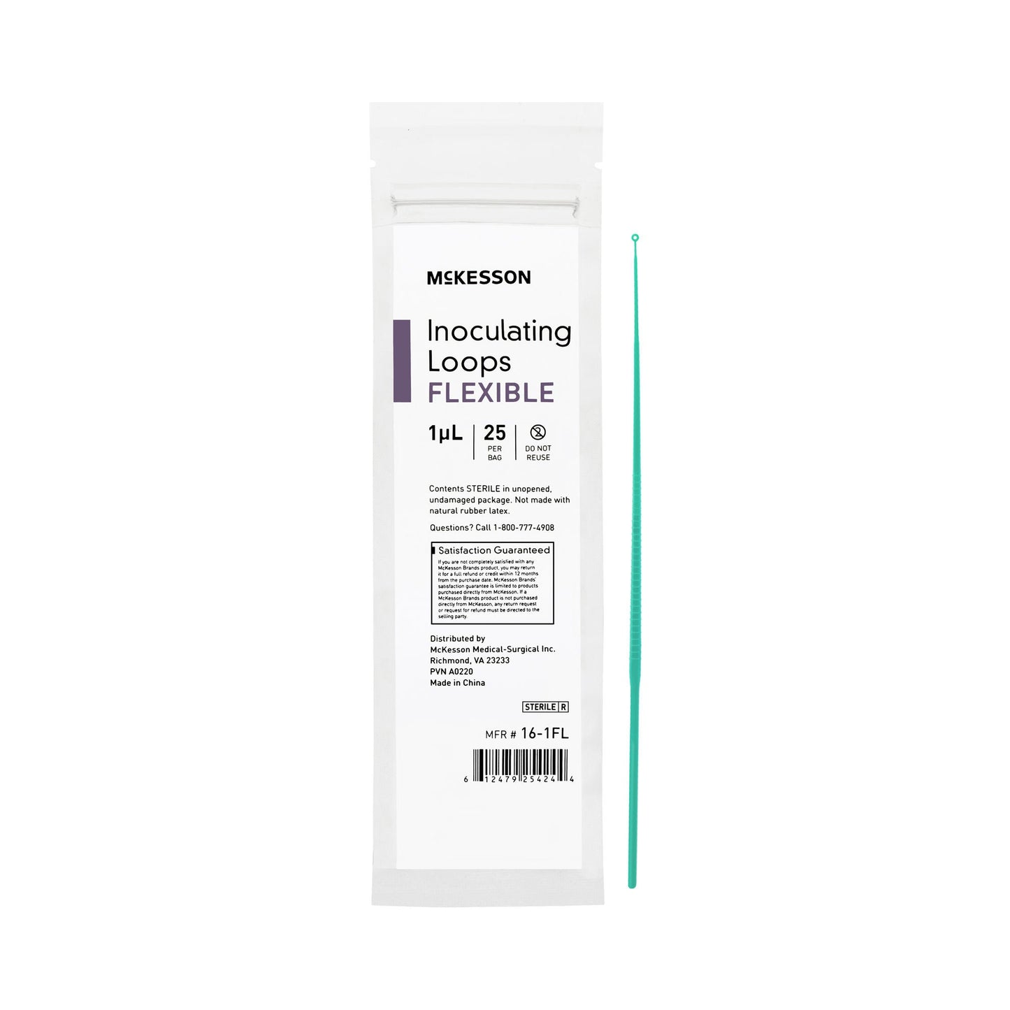 McKesson Inoculating Loop, Light Green, 1 μL, 20-Centimeter Length
