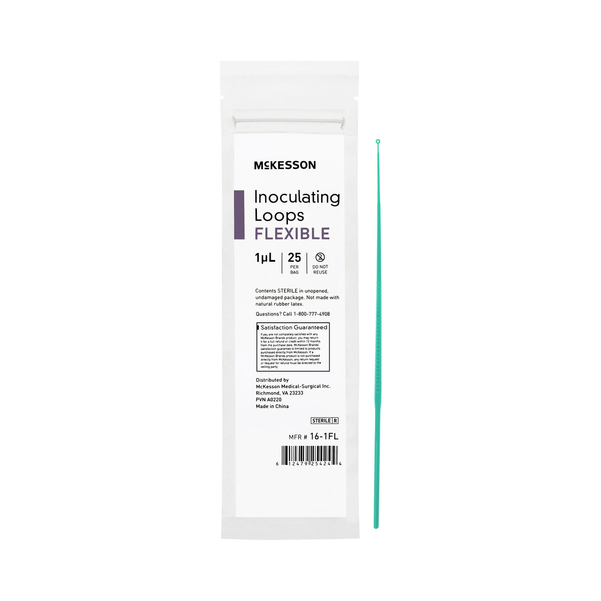 McKesson Inoculating Loop, Light Green, 1 μL, 20-Centimeter Length
