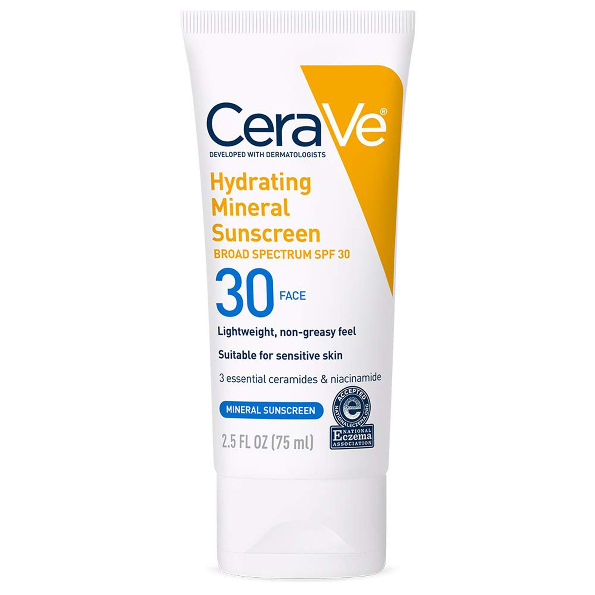 CeraVe® Hydrating Mineral Sunscreen for Face, SPF 50, Tube