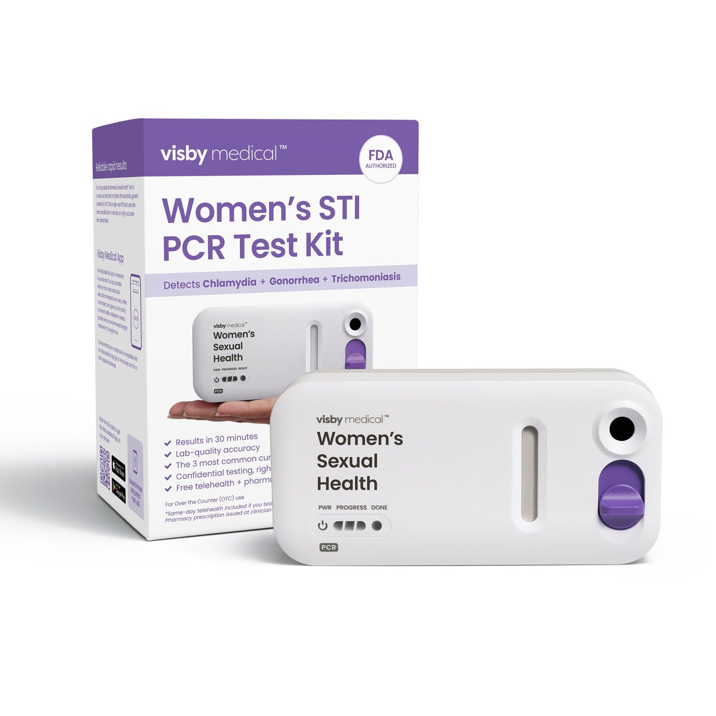 Visby Medical Sexual Health Test Kit Chlamydia Trachomatis / Neisseria Gonorrhoeae / Trichomonas Vaginalis Single Test CLIA Waived