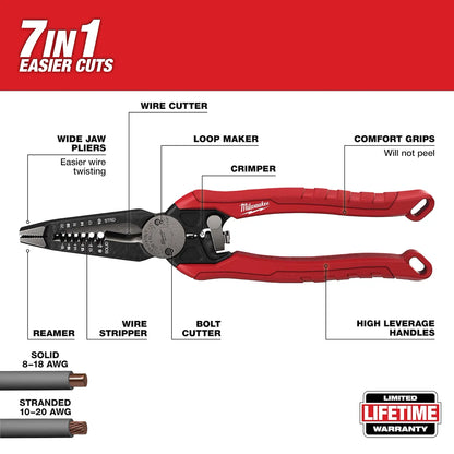 Milwaukee 7IN1 High-Leverage Combination Pliers 48-22-3078 | Steel