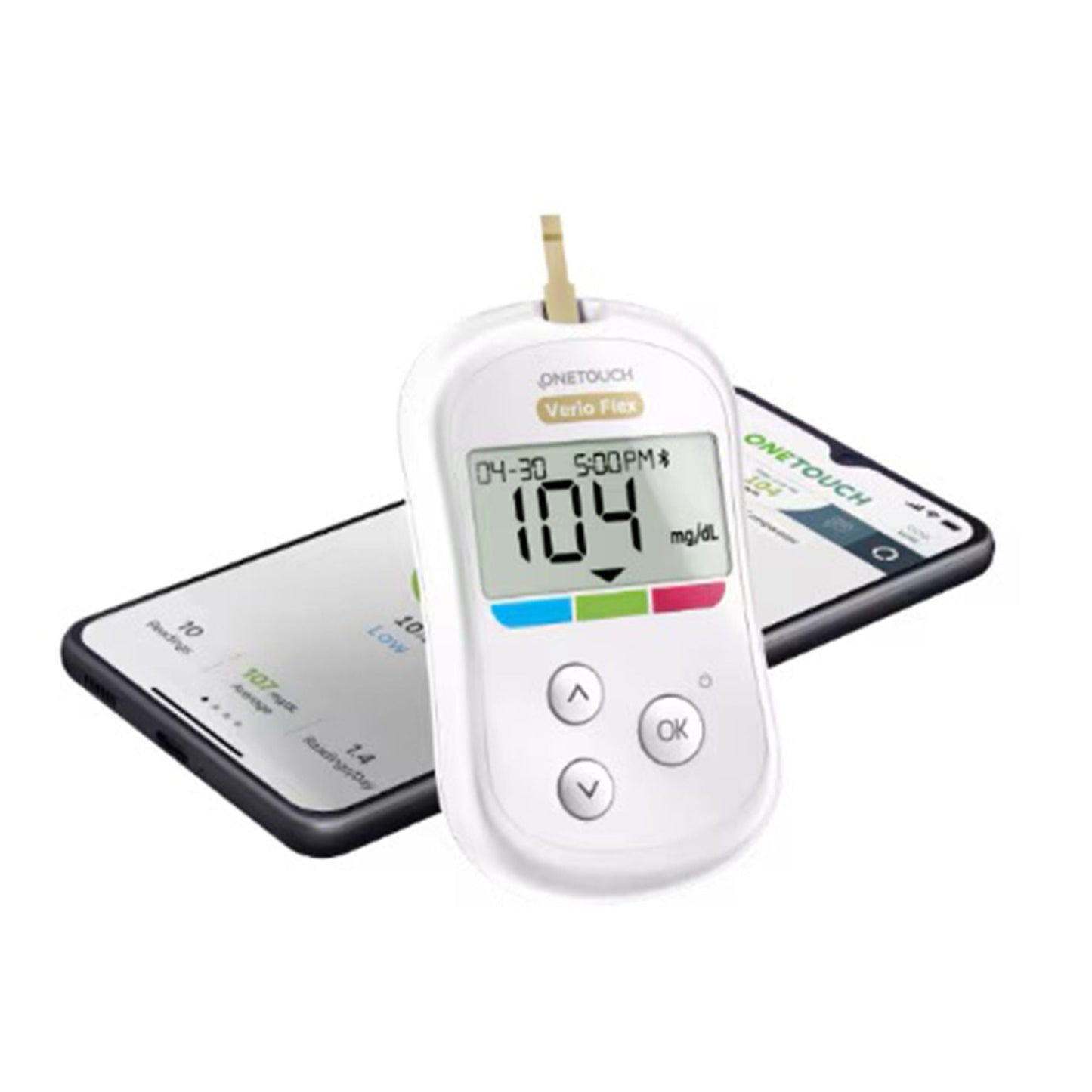 OneTouch Verio Flex Blood Glucose Meter 5 Seconds 500 Test Results Requires Coding