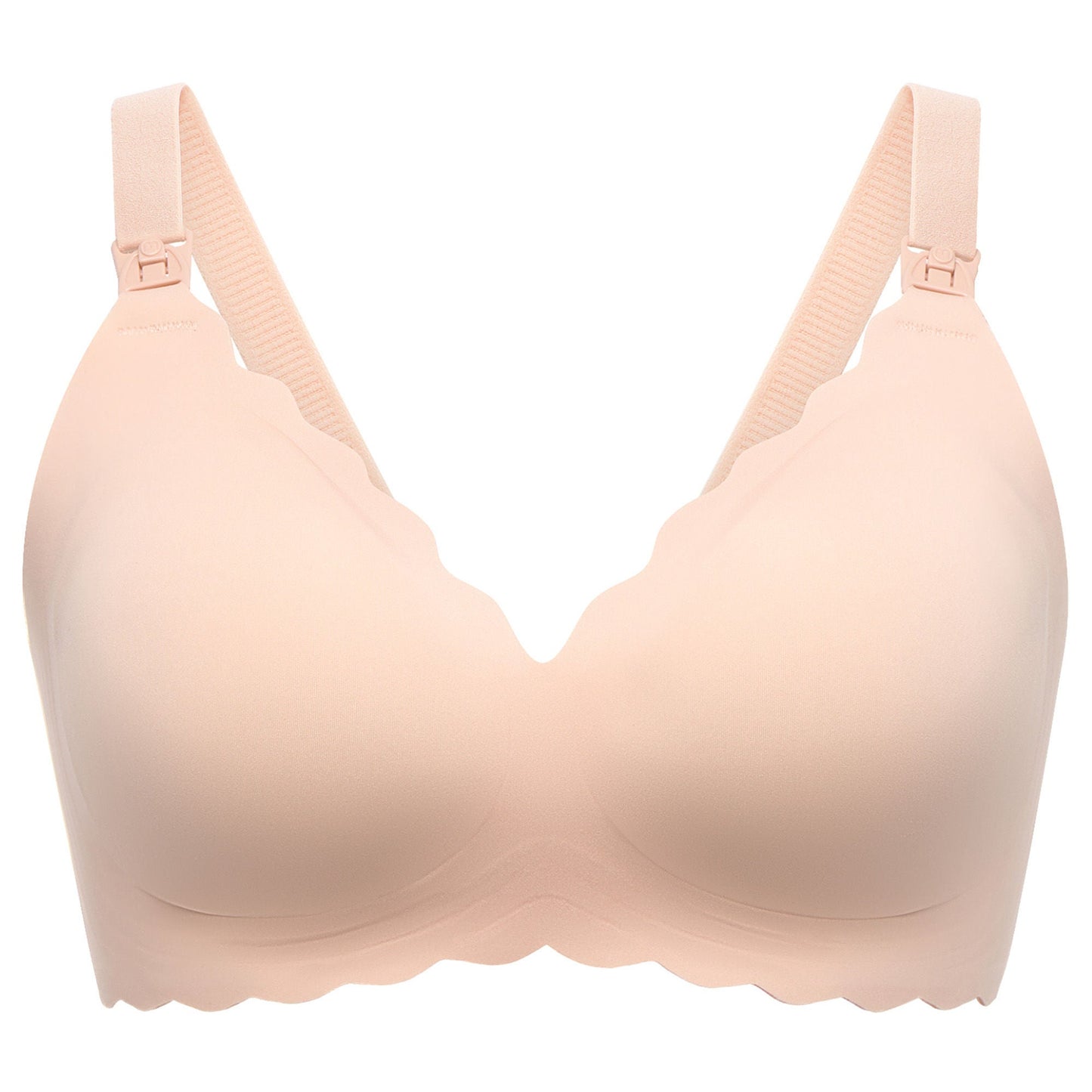 Momcozy Jelly Strip Nursing Bra 34 to 36 Inch Chest Medium Beige Back Hook and Eye Closure Adjustable Shoulder Strap