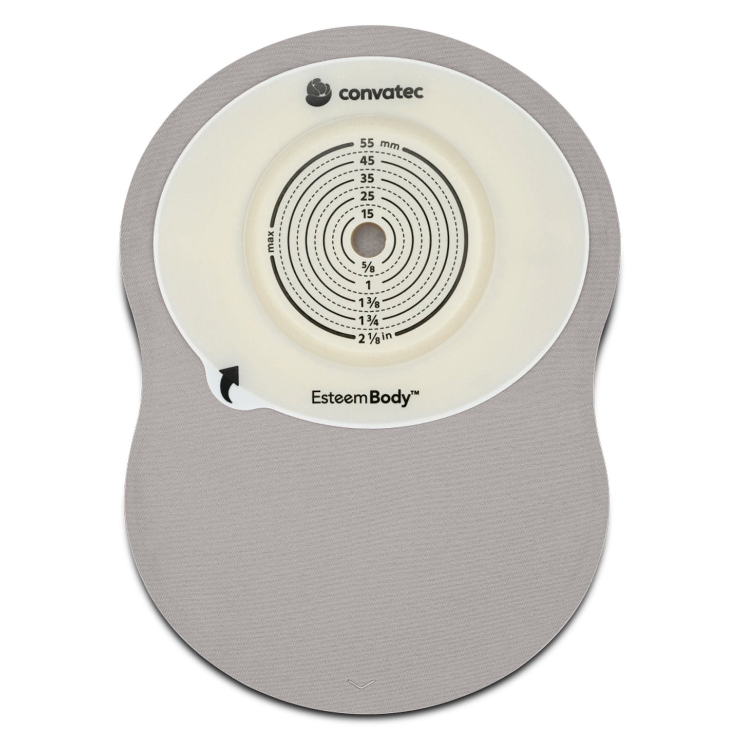 Esteem Body Ostomy Pouch One-Piece System Length Deep Convex, Trim To Fit 10 to 45 mm Stoma Closed End