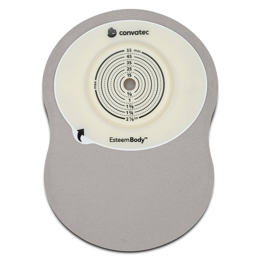 Esteem Body Ostomy Pouch One-Piece System Length Deep Convex, Trim To Fit 10 to 45 mm Stoma Closed End