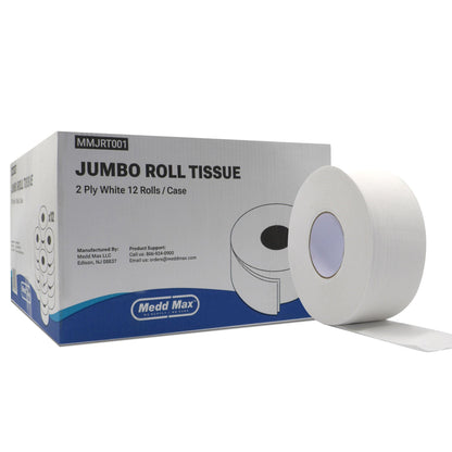 Medd Max Toilet Tissue White 2-Ply Jumbo Size Cored Roll Continuous Sheet 3-1/