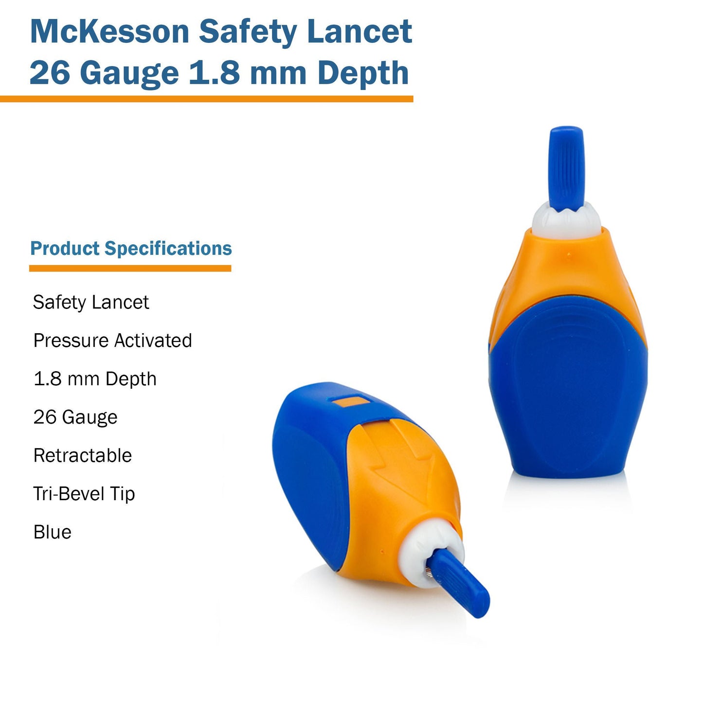 McKesson Pressure Activated Safety Lancets, Blue