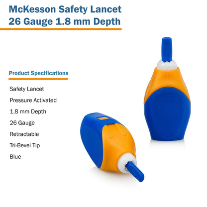 McKesson Pressure Activated Safety Lancets, Blue